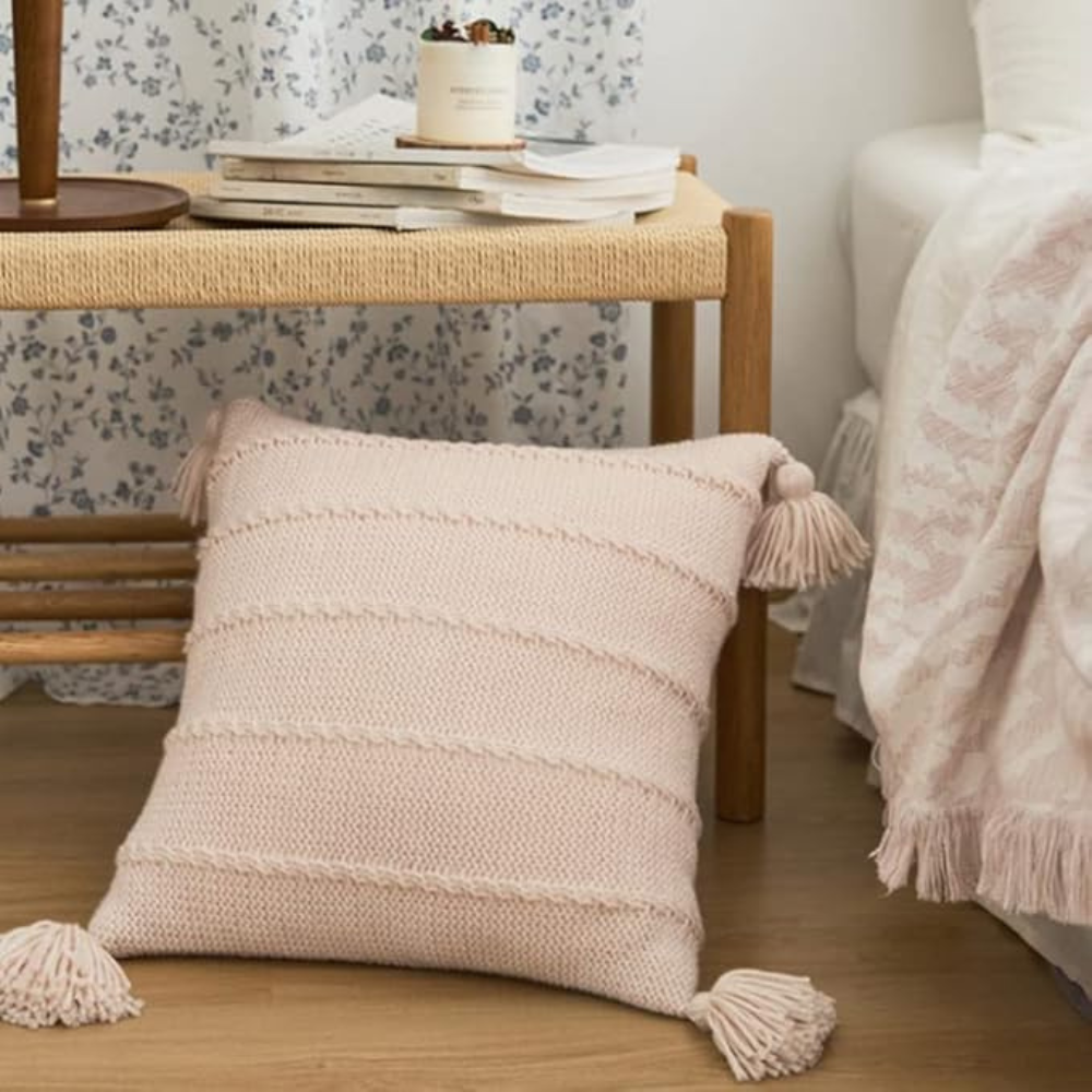 Nordic Knitted Tassel Cushion — lifestyle shot