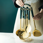 Golden Stainless Steel Utensil Set — product in use