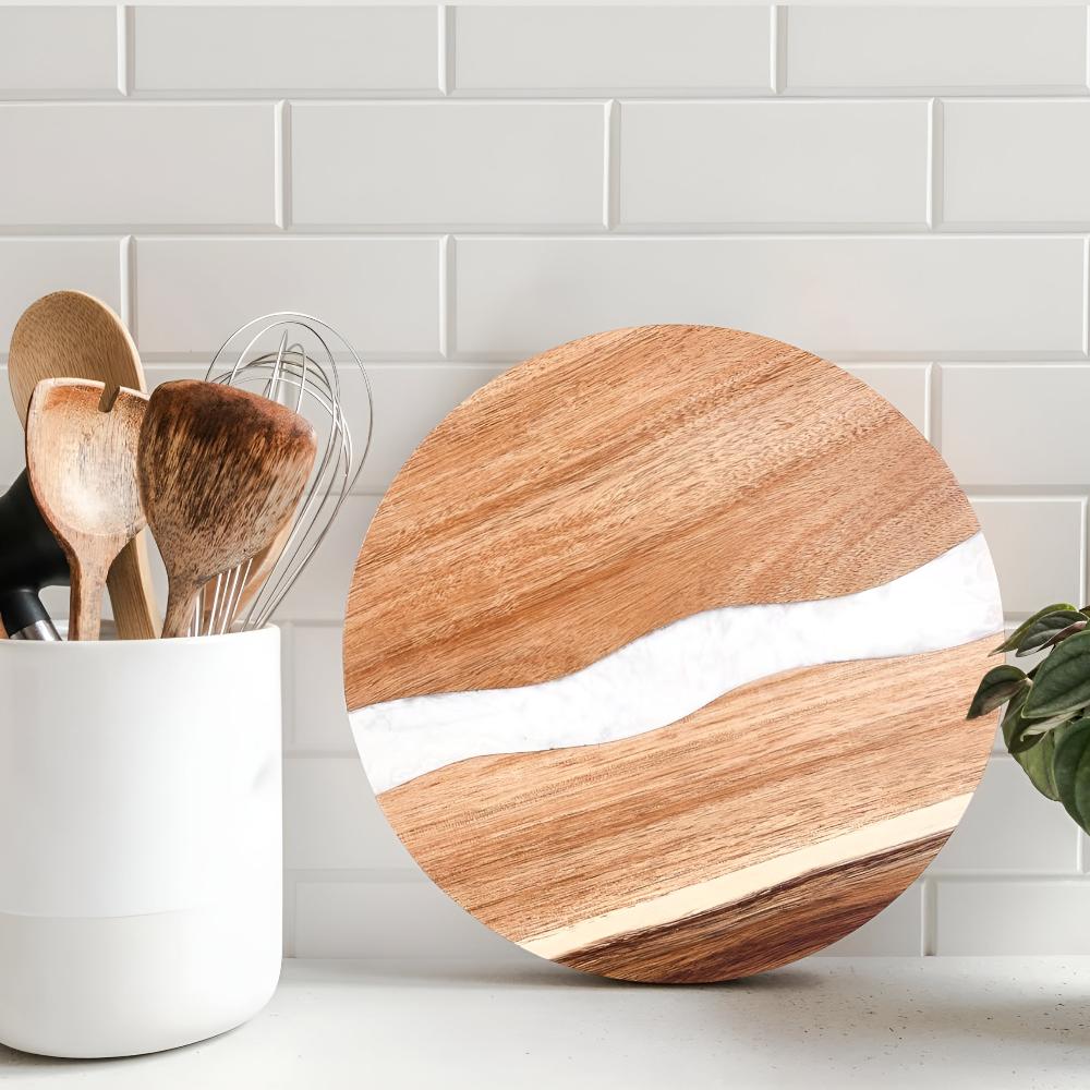 Artisan Epoxy Round Wood Chopping Board — additional view