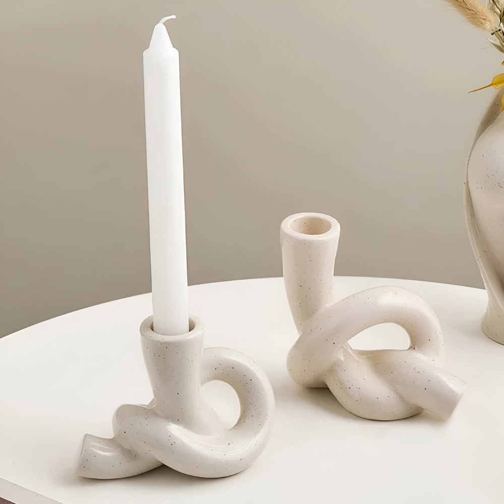 Knot Ceramic Candle Holder — product feature detail