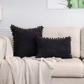 Plush Ribbed Pom-Pom Cushion Cover — alternate angle view
