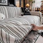 Regal Stripes Chenille Sofa Cover — product in use