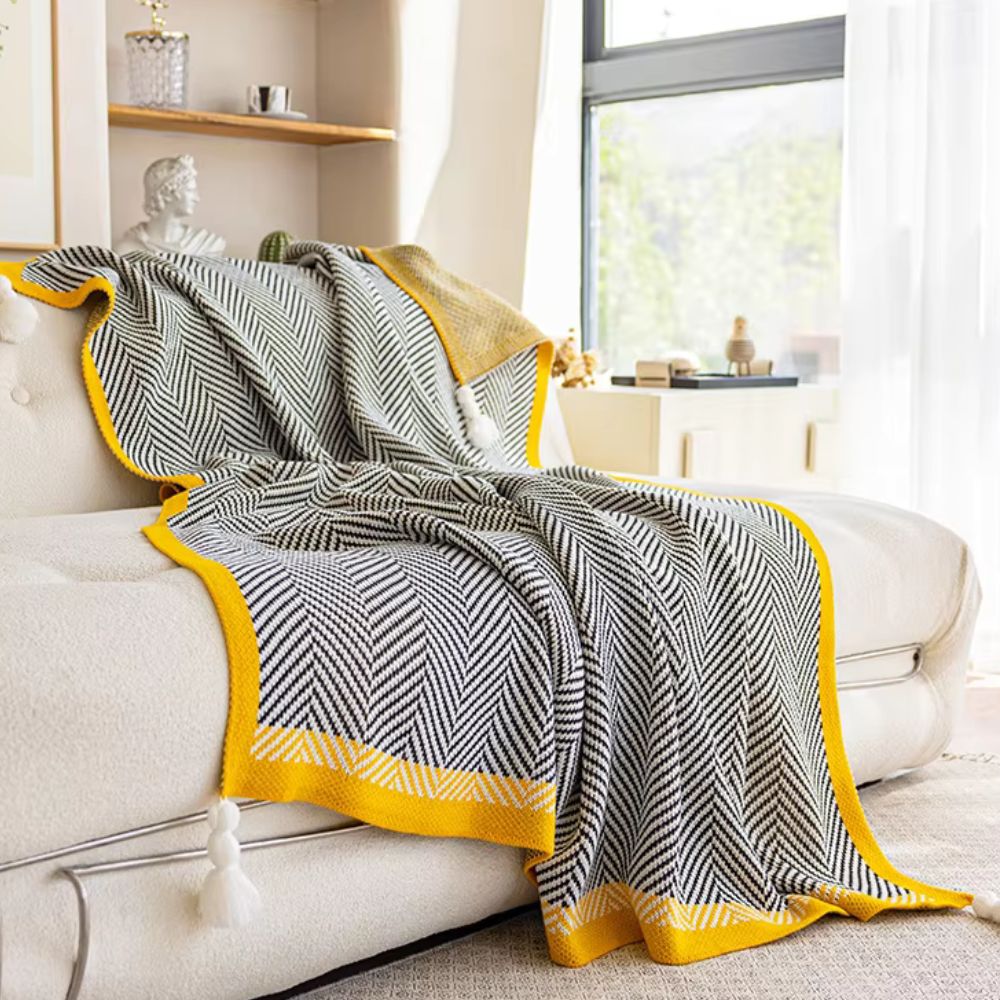 Golden Chevron Luxe Blanket — product feature detail