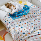 Whimsical Hearts Reversible Cotton Blanket — product close-up