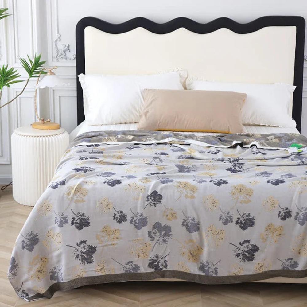 Elegant Leaf Bamboo Fiber Cooling Blanket — alternate angle view