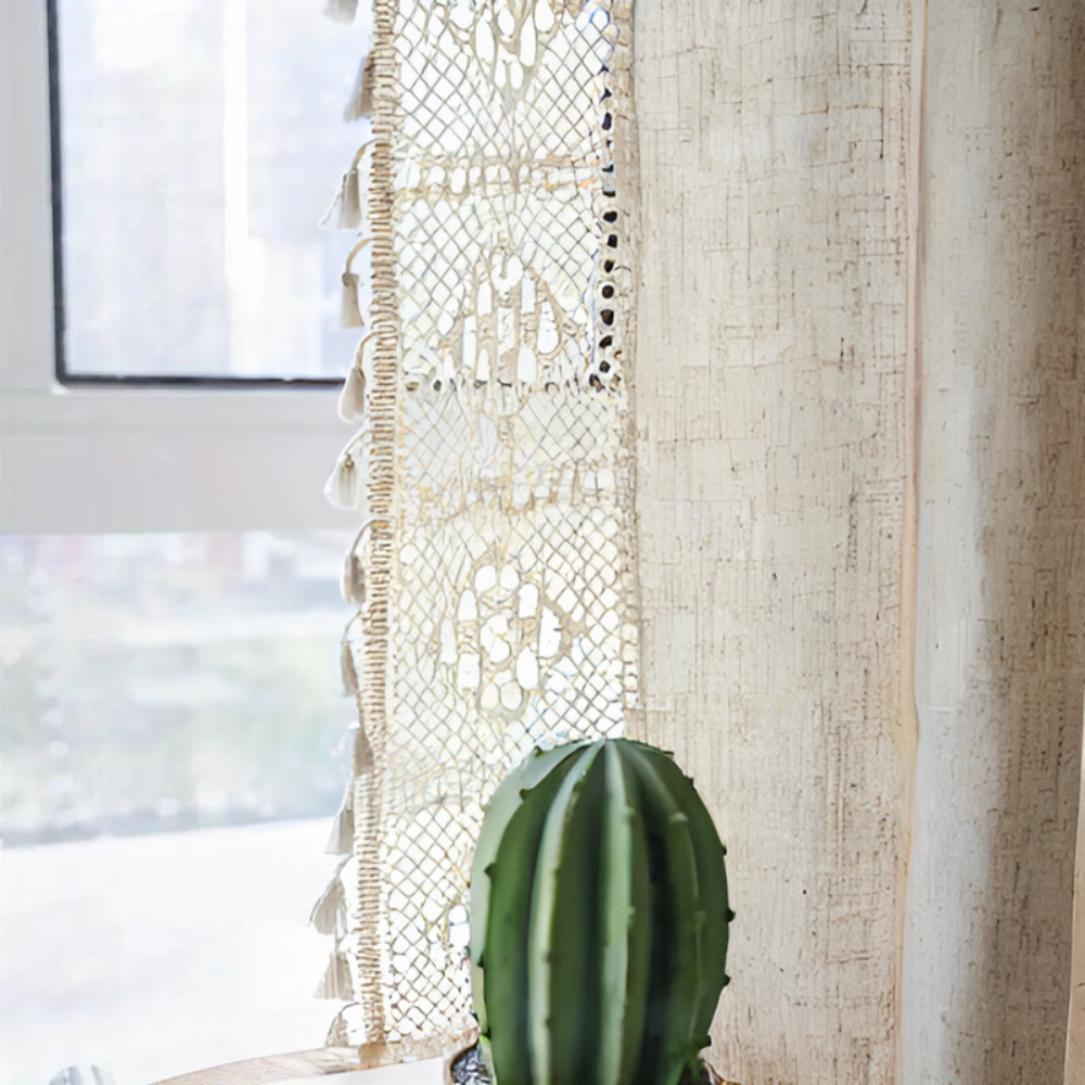 Farmhouse Chic Linen Geometric Curtain — additional view