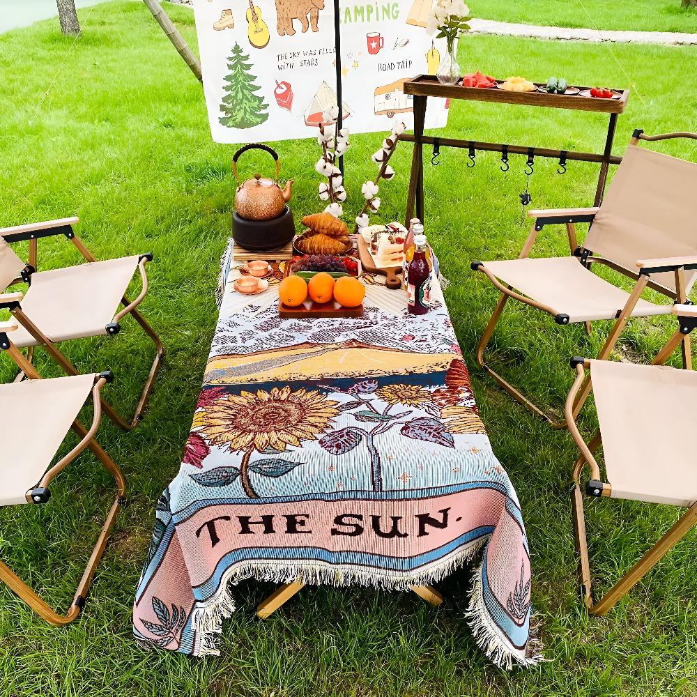 Boho Sun Tapestry Blanket — size and scale reference