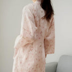 Women's Floral Pattern Cotton Bathrobe — size and scale reference