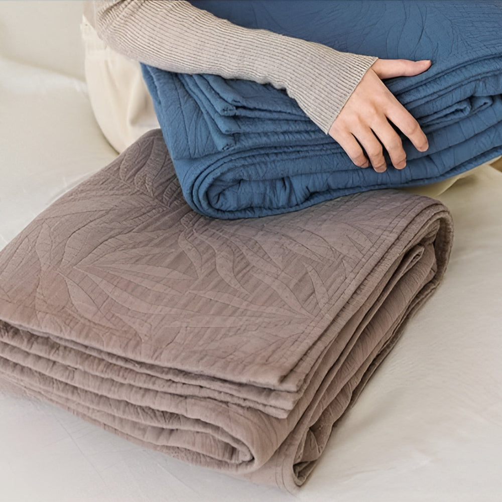 Soft Leaf Cotton Blanket — product in use