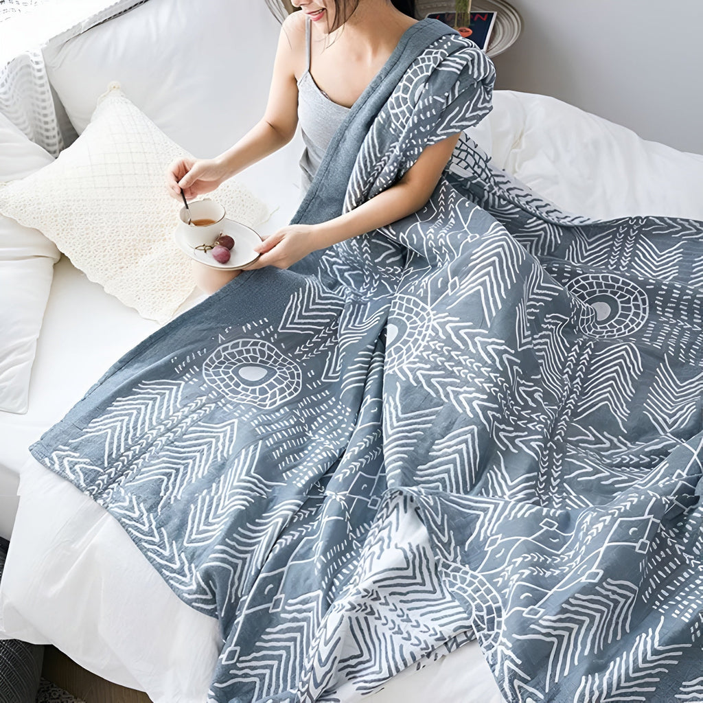 Zen Path Reversible Minimalist Coverlet — product close-up