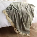 Herringbone Tassel Knit Blanket — product feature detail