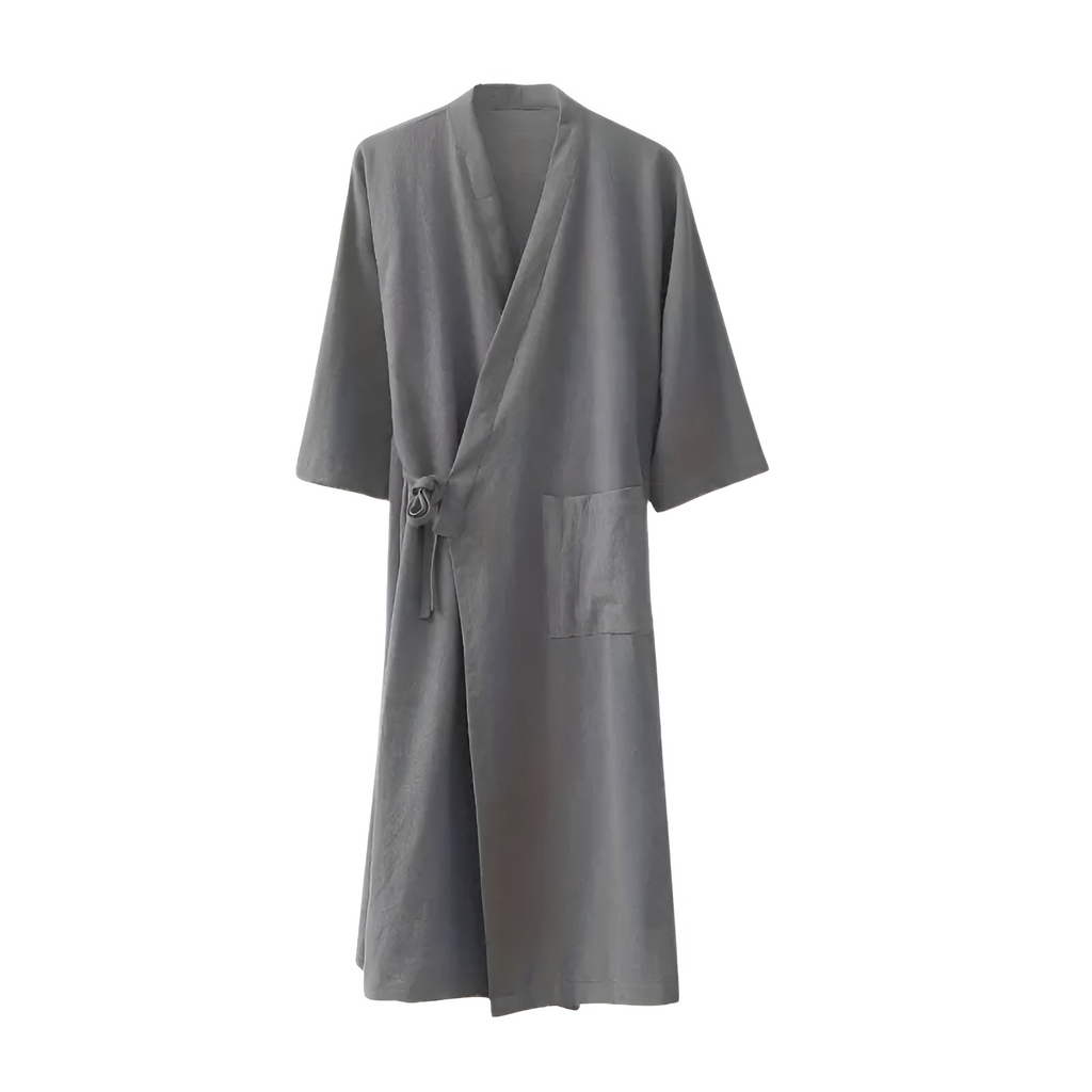 Minimalist Unisex Kimono Bath Robe — product in use