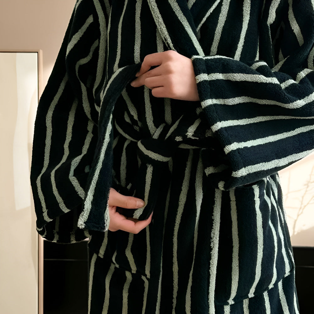 Allure Stripe Unisex Bathrobe — size and scale reference