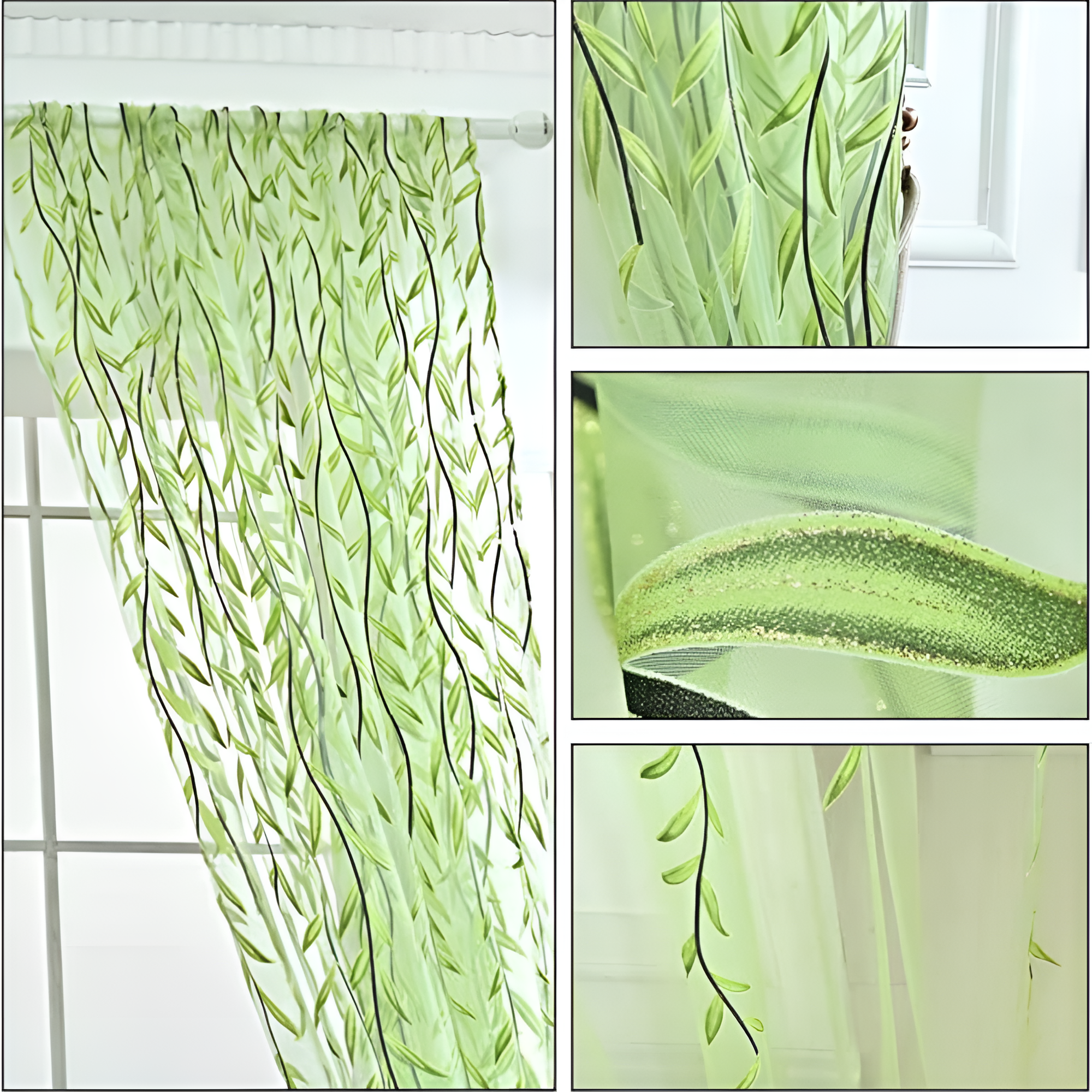 Willow Leaf Strip Window Curtains — alternate angle view