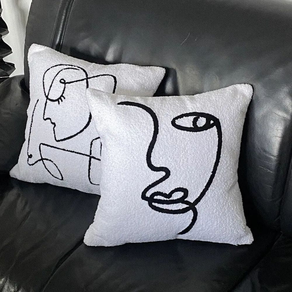 Abstract Face Artistic Cushion Cover — product feature detail