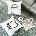 Abstract Face Artistic Cushion Cover — product in use