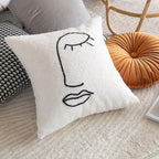 Abstract Face Artistic Cushion Cover — material texture close-up