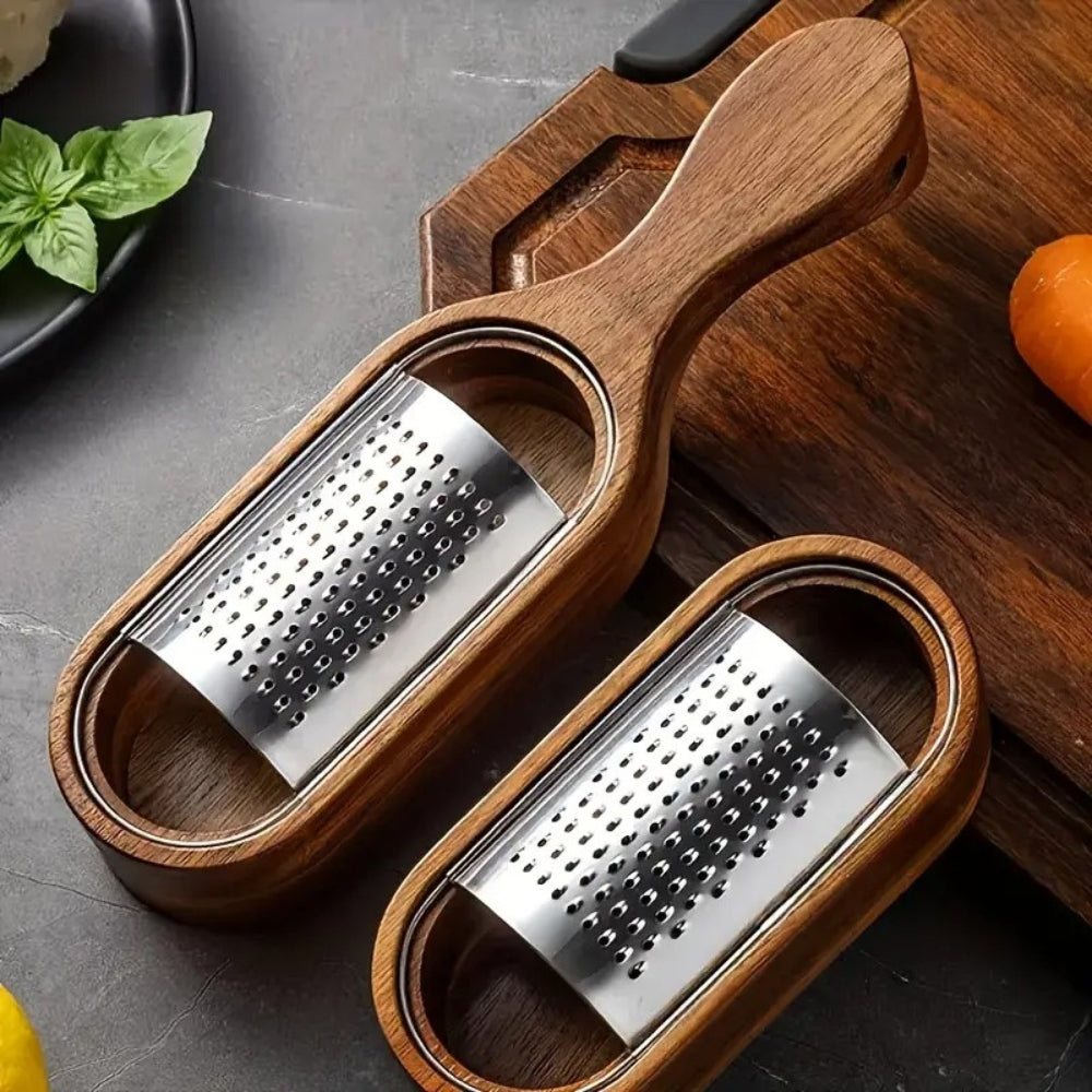 Wood Grip Cheese Grater — product in use