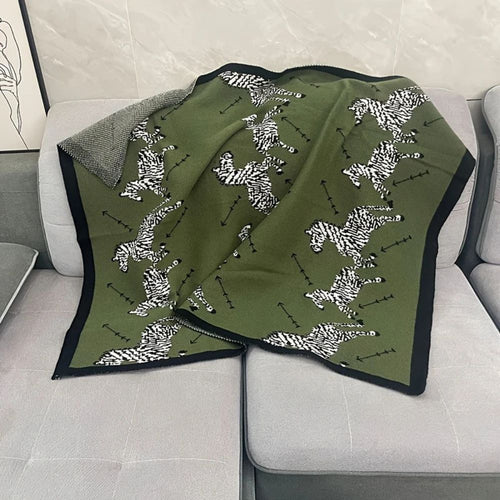 Acrylic Vintage Wild Zebra Knitted Blanket — main product photo