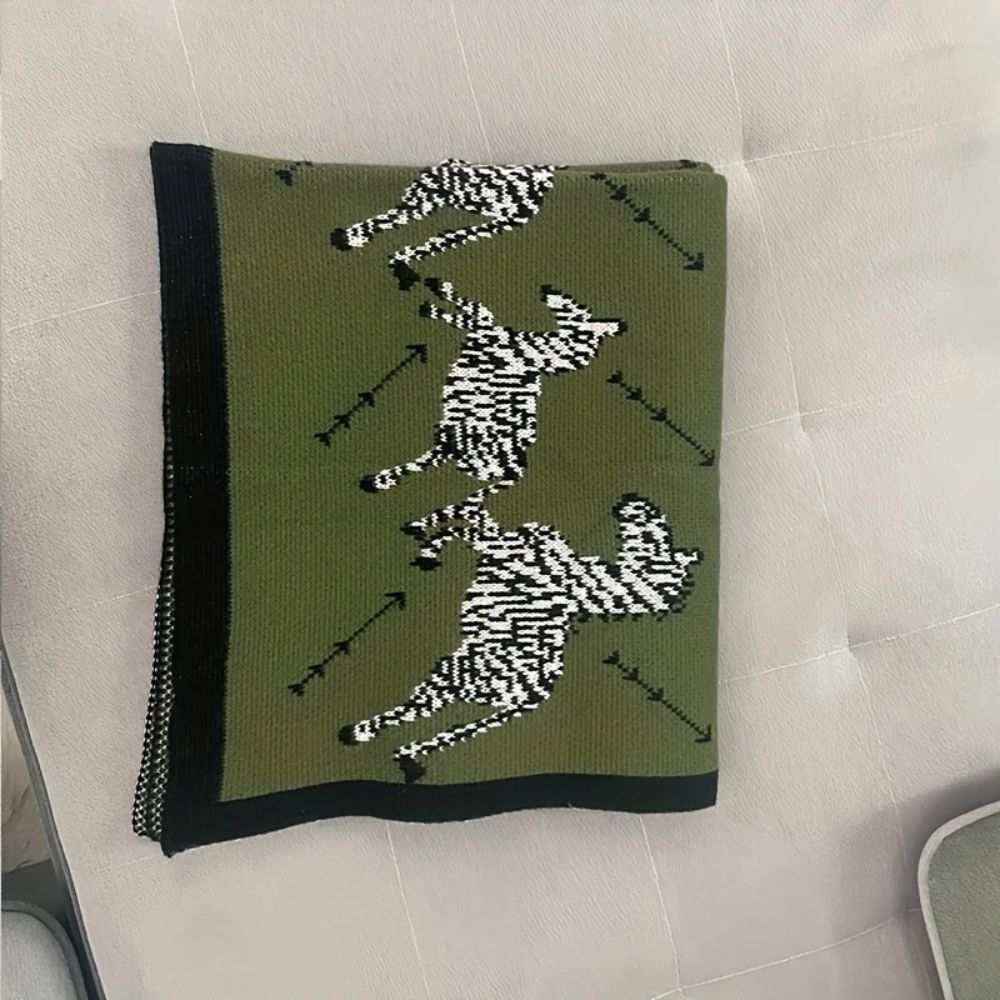 Acrylic Vintage Wild Zebra Knitted Blanket — alternate angle view