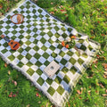 All-Season Checkered Picnic Blanket with Fringe — alternate angle view