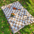 All-Season Checkered Picnic Blanket with Fringe — product feature detail