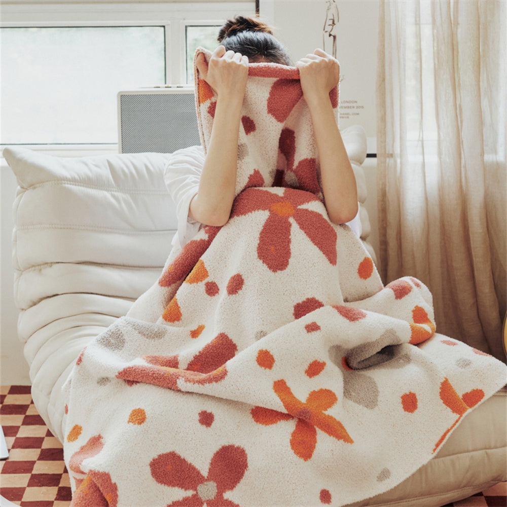 Alvian Floral Soft Knit Throw Blanket — product close-up