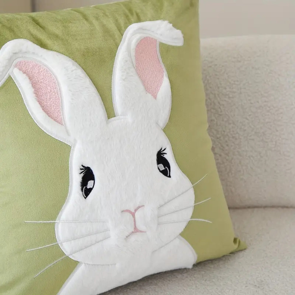 Appliqué Easter Bunny Cushion Cover — product close-up