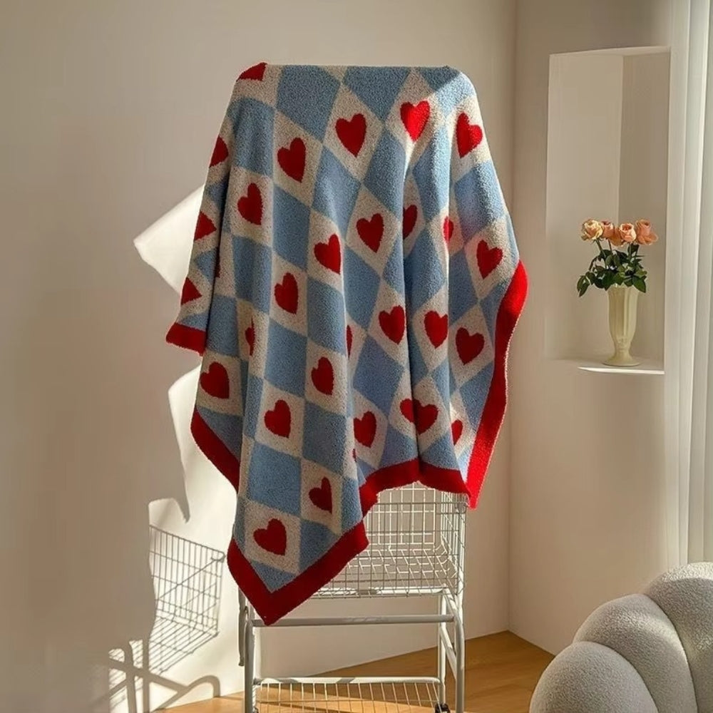 Argyle Scarlet Heart Soft Blanket — lifestyle shot