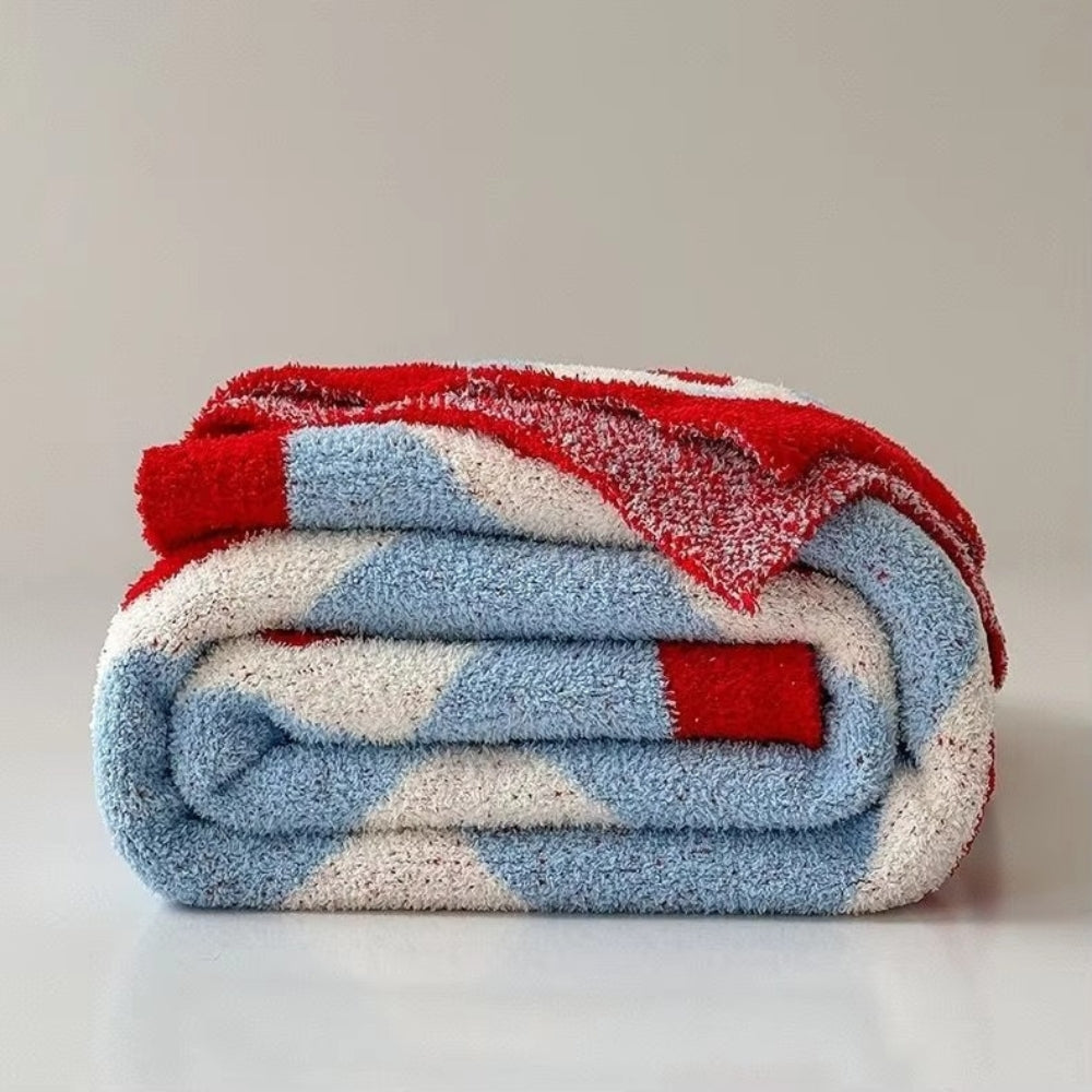 Argyle Scarlet Heart Soft Blanket — alternate angle view