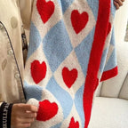 Argyle Scarlet Heart Soft Blanket — product feature detail
