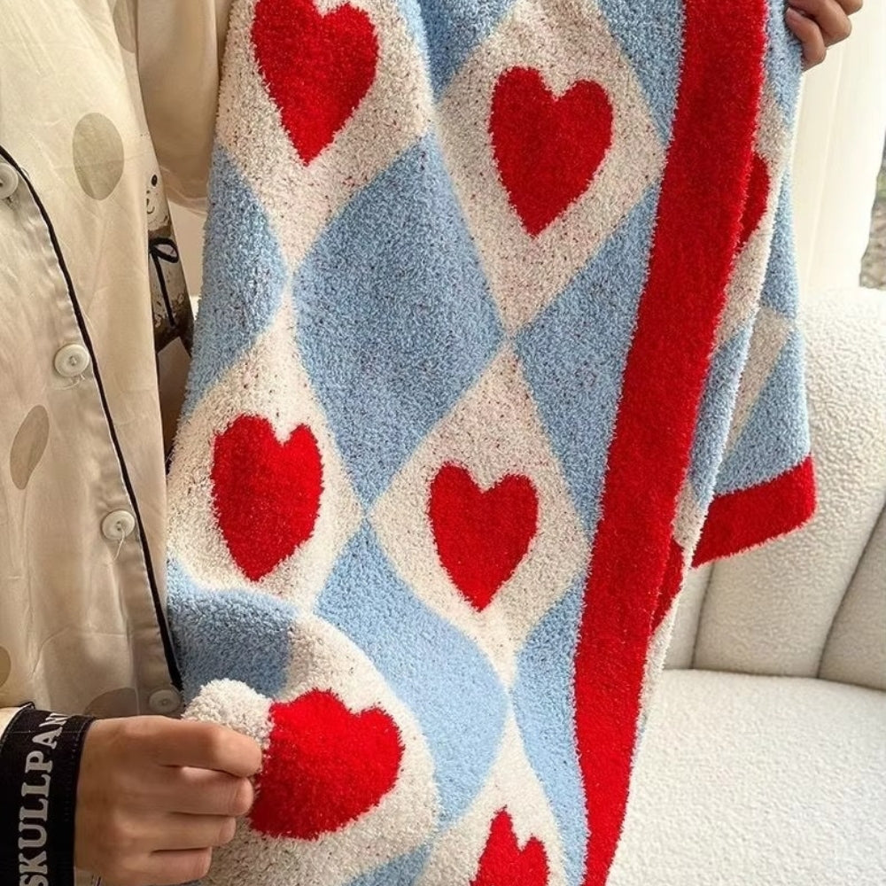 Argyle Scarlet Heart Soft Blanket — product feature detail