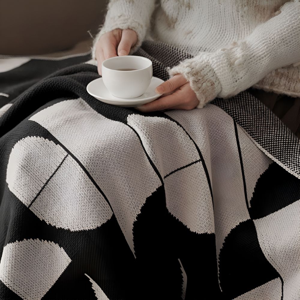 Artevana Monochrome Geometric Throw Blanket — product in use