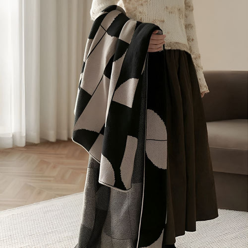 Artevana Monochrome Geometric Throw Blanket — product detail view