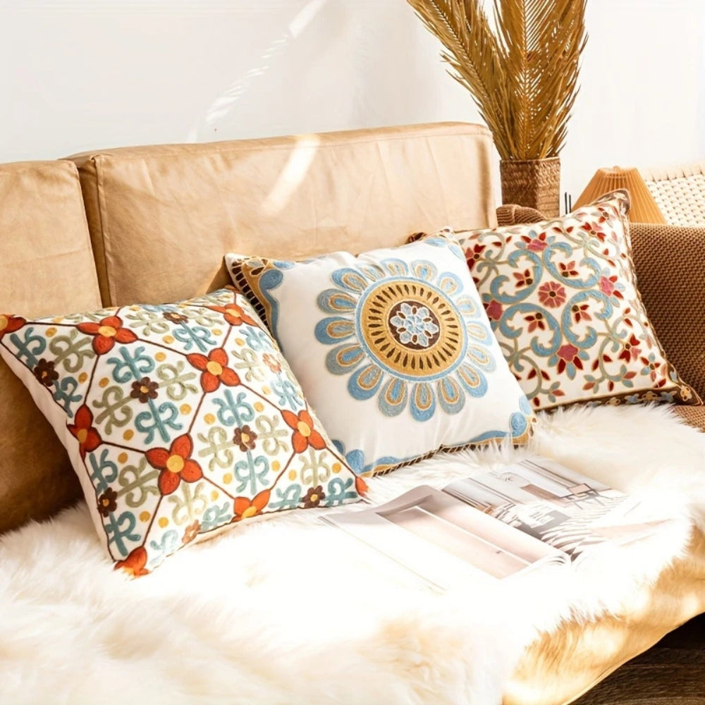 Aurae Embroidered Vintage Cushion Cover — product close-up