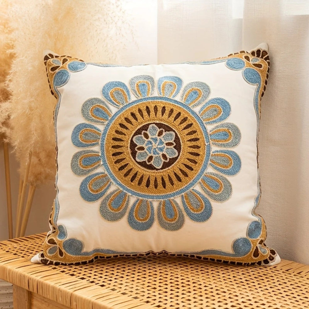 Aurae Embroidered Vintage Cushion Cover — size and scale reference