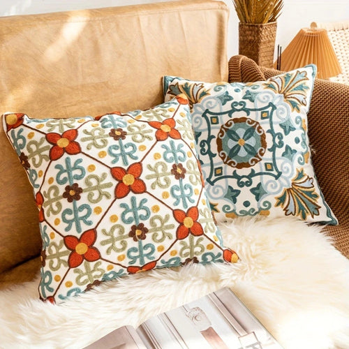 Aurae Embroidered Vintage Cushion Cover — product detail view