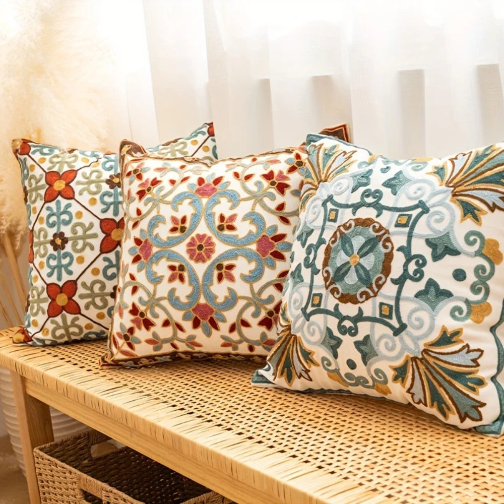 Aurae Embroidered Vintage Cushion Cover — lifestyle shot