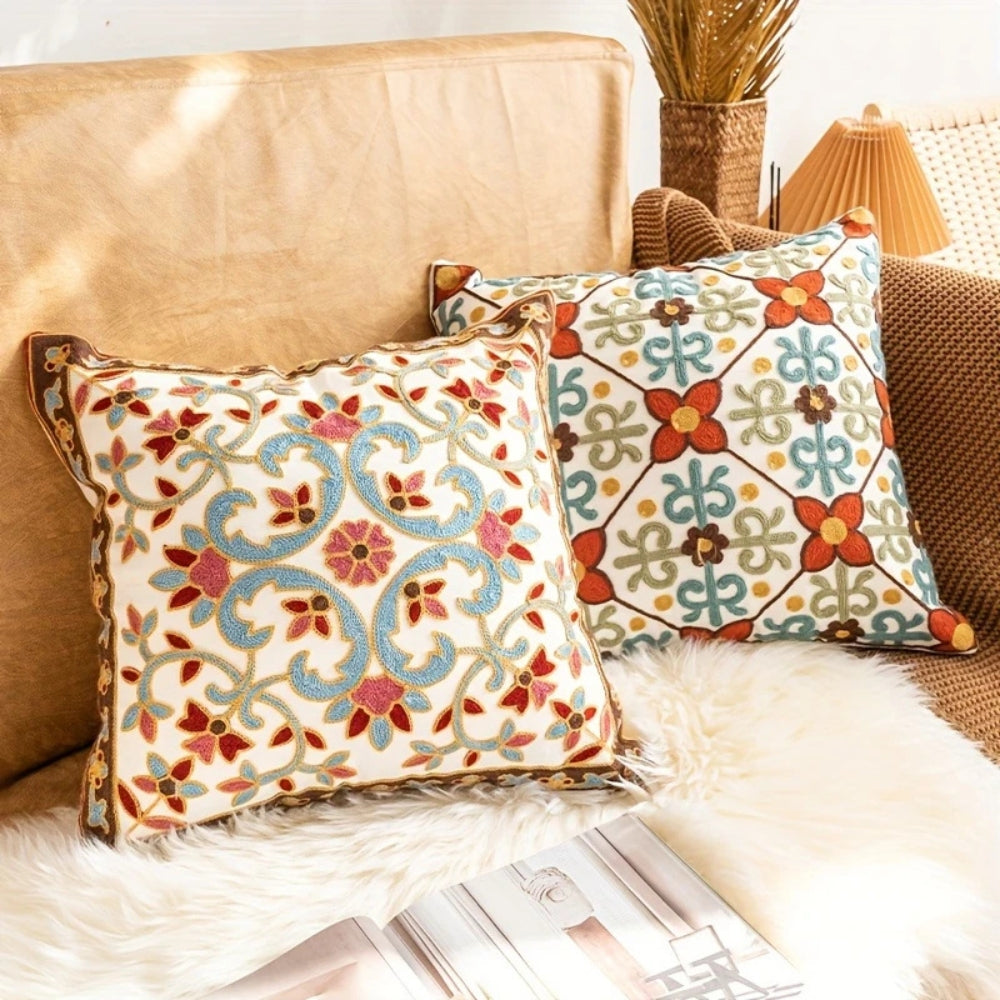 Aurae Embroidered Vintage Cushion Cover — product feature detail