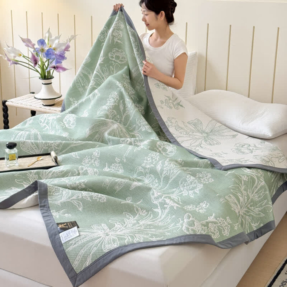 Aurea Reversible Cotton Gauze Blanket — product detail view