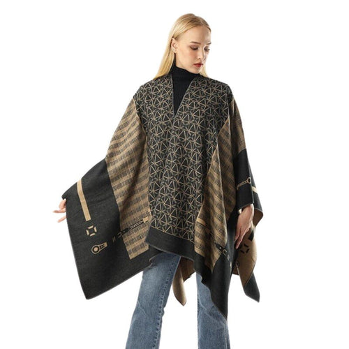 Auron Geometric Acrylic Poncho Shawl — main product photo