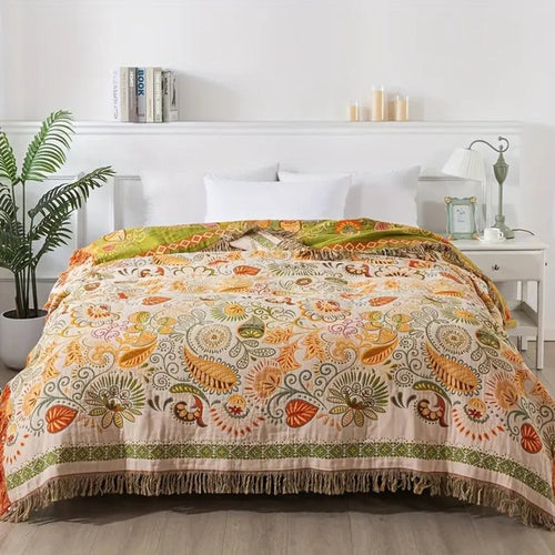 Autumn Leaf Boho Reversible Blanket — main product photo