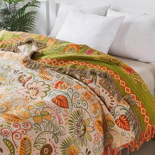 Autumn Leaf Boho Reversible Blanket — product detail view