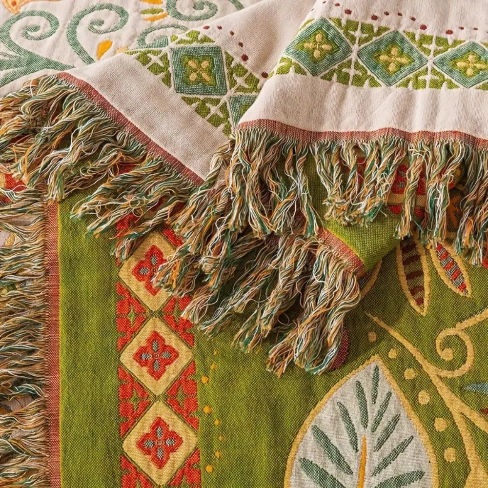 Autumn Leaf Boho Reversible Blanket — product close-up