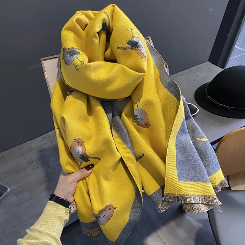 Aviary Breathable Bird Jacquard Shawl — alternate angle view