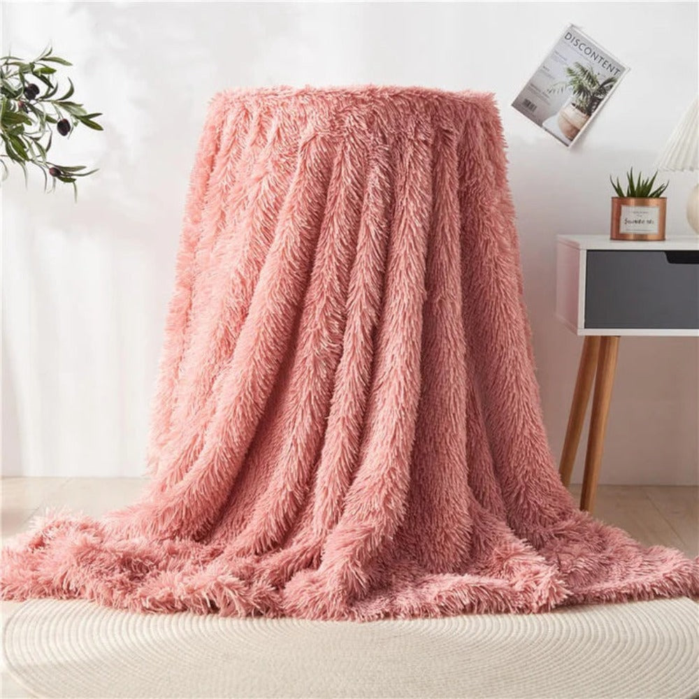 Fuzzy Faux Fur Blanket Throw — product close-up