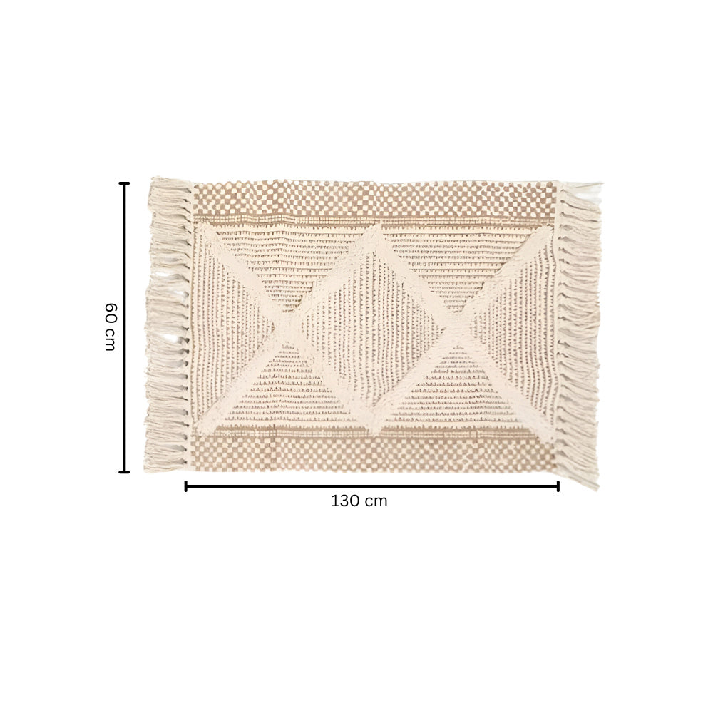 Beige Textured Fringe Tassel Rug — alternate angle view