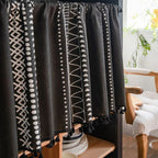 Black Geometric Tribal Tassel Cabinet Curtain — main product photo