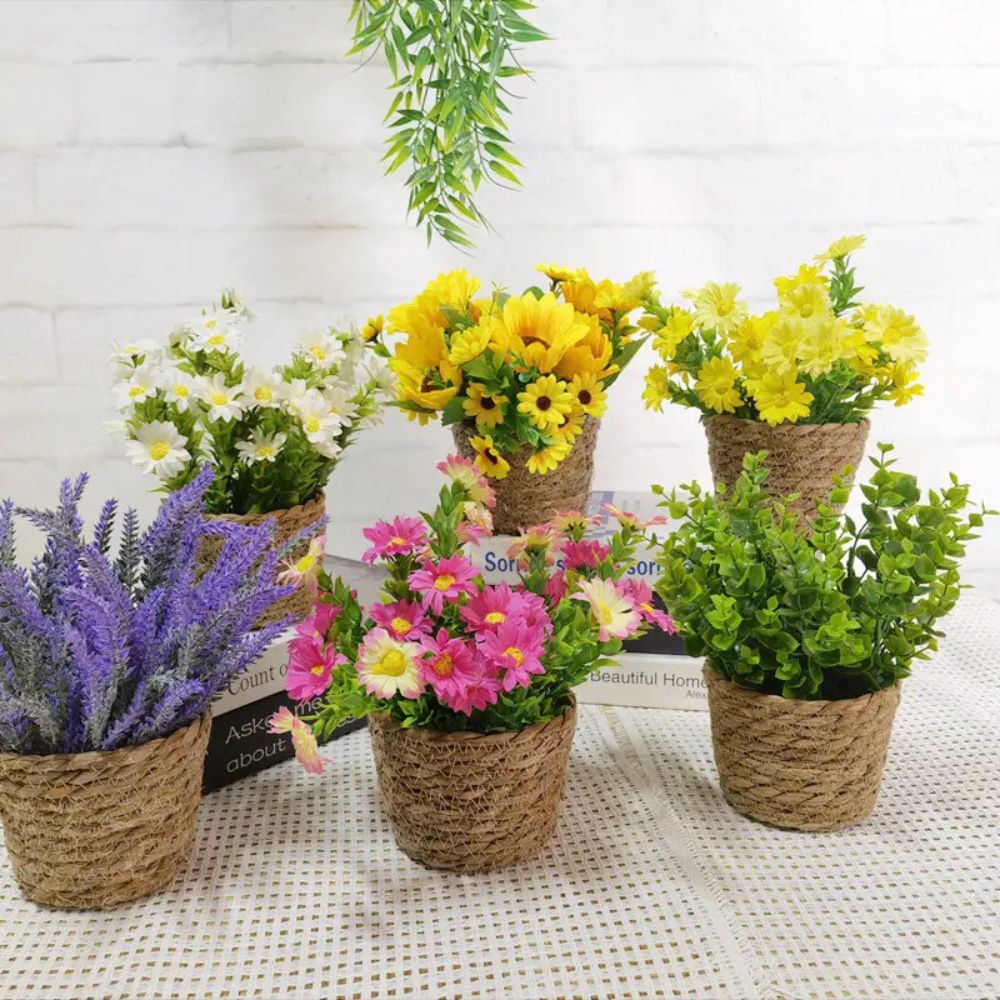 Bloom Ease Mini Artificial Potted Plant — product in use
