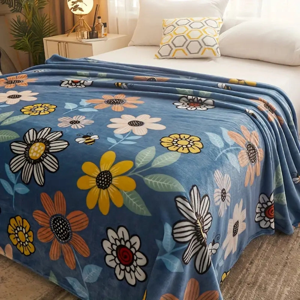 Bloombee Retro Floral Soft Blanket — product in use